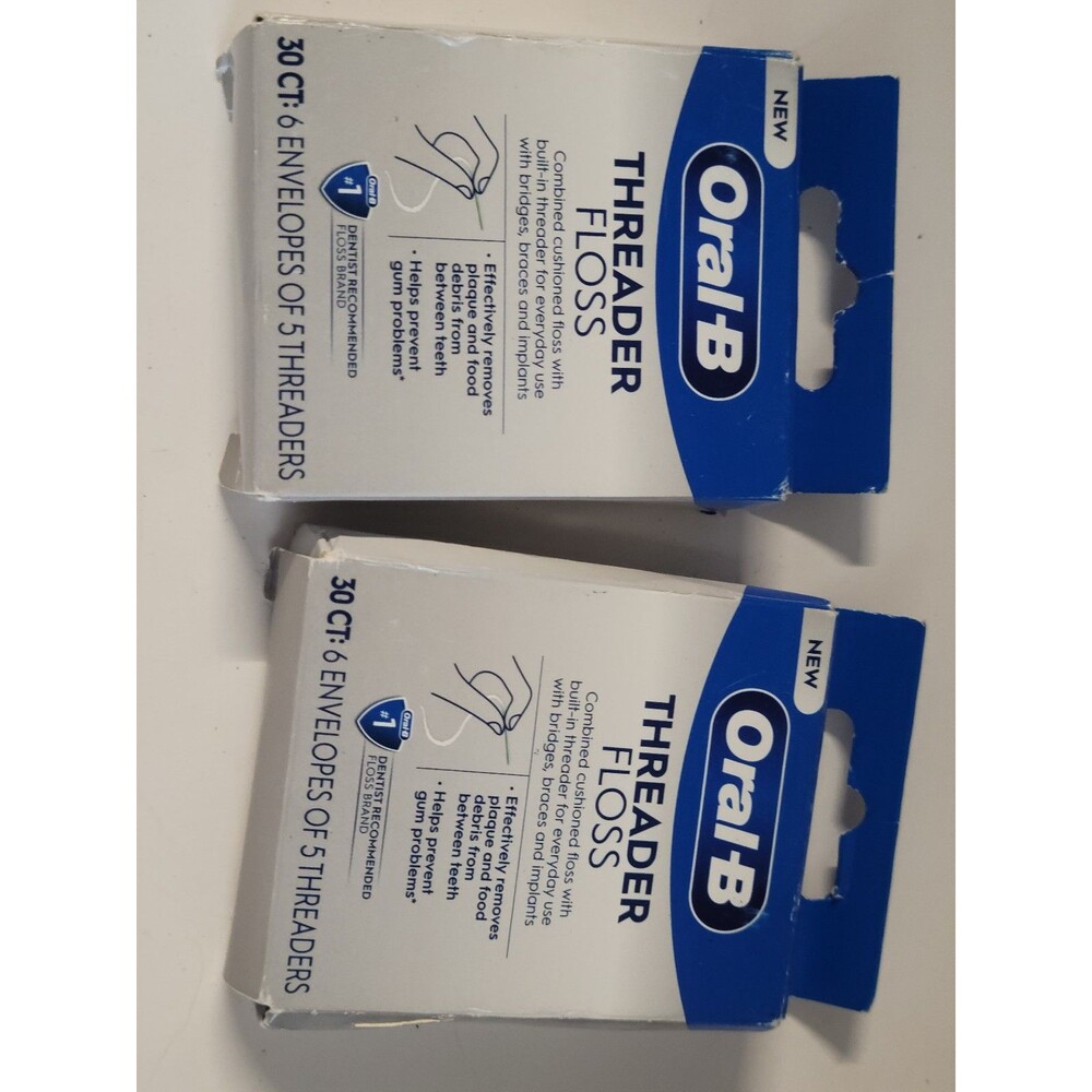 Oral B Threader Floss for Bridges Braces Implants 60 Count Dental Hygiene New